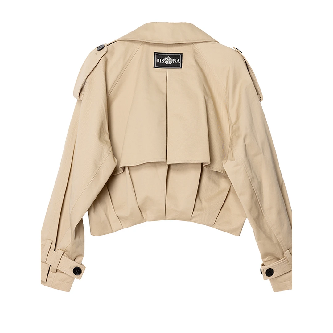 花苞造型截短风衣2025年春季新款上衣宽松小个子时尚百搭设计感