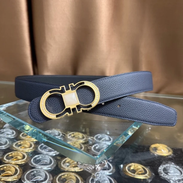 菲拉天然玉石新款皮带男士百搭高档休闲牛皮腰带青中老年时尚商务