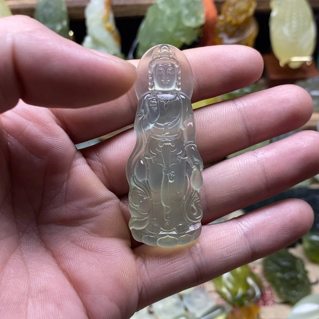 未镶嵌岫玉站观音吊坠上****座