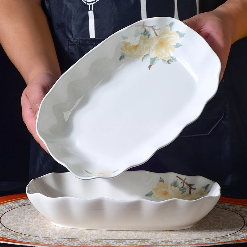 国色天香10英寸沙拉花边鱼盘2只装