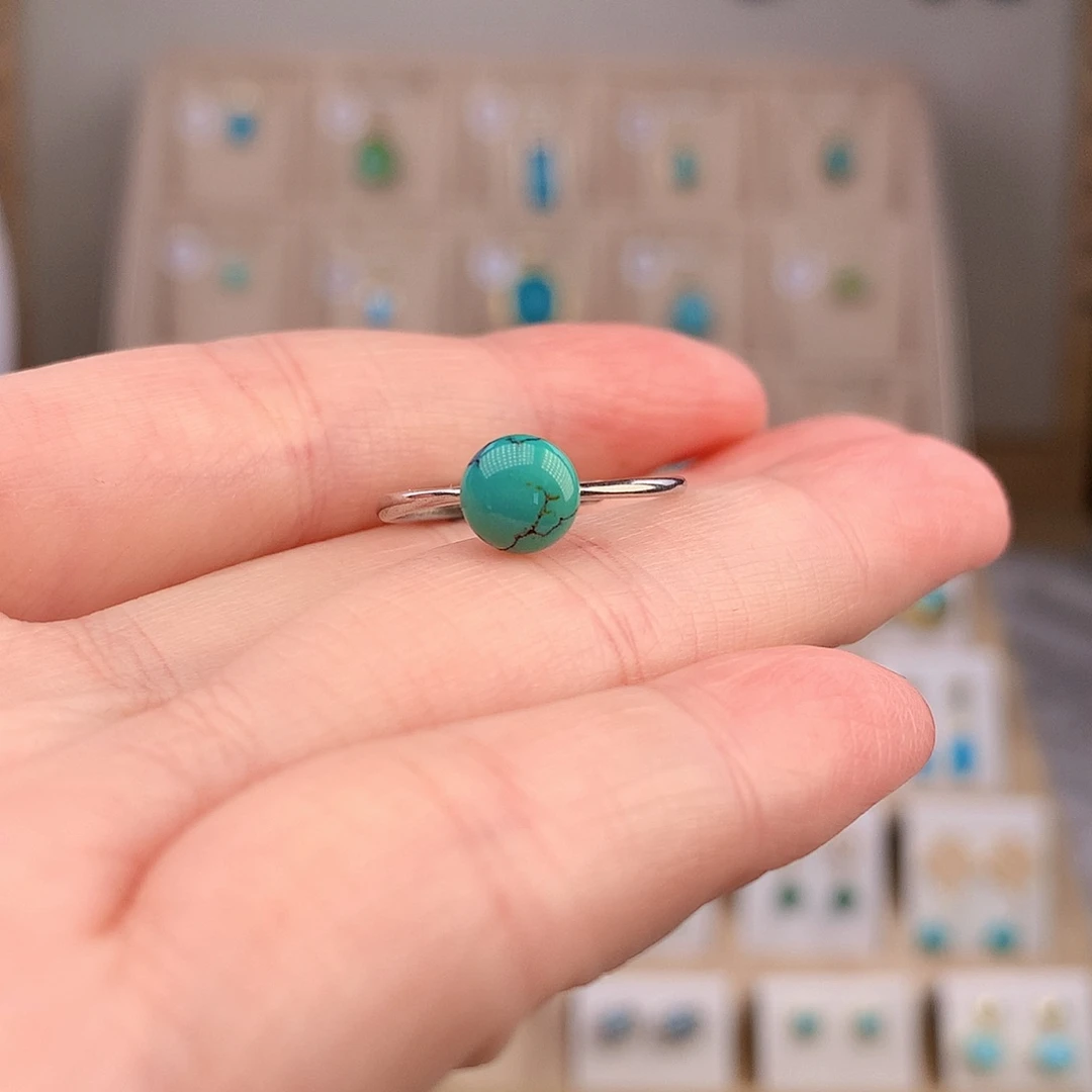 绿松石银S925镶嵌戒指