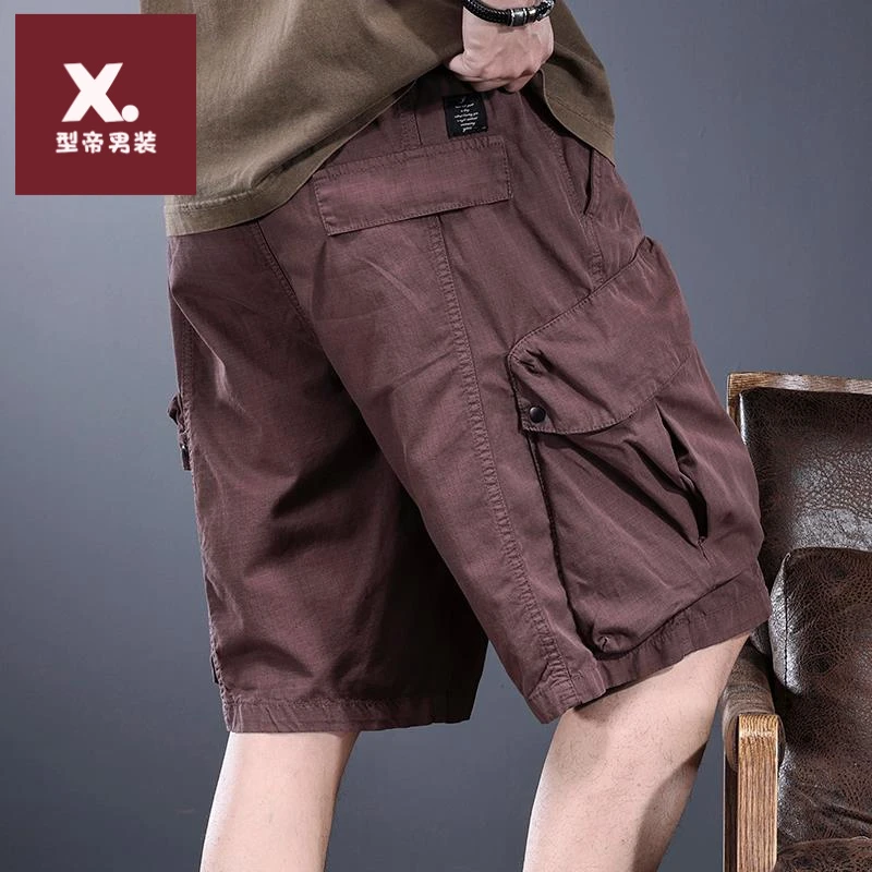 潮牌工装短裤男2025夏季新款宽松阔腿运动裤美式松紧腰休闲五分裤