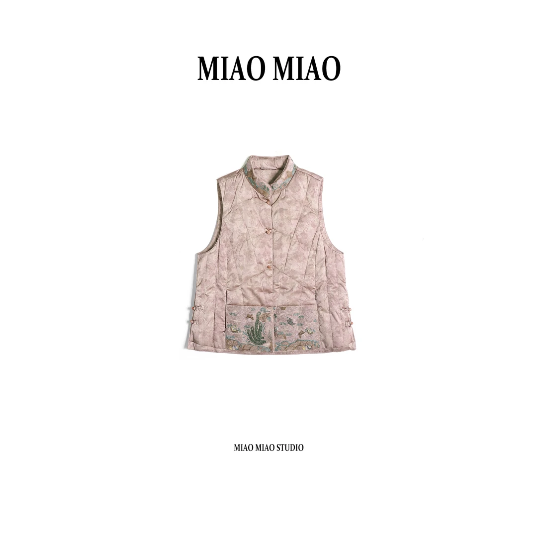 【舒宜】徐淼淼冬季穿搭90鹅绒国风新中式绣花气质马夹MP1660