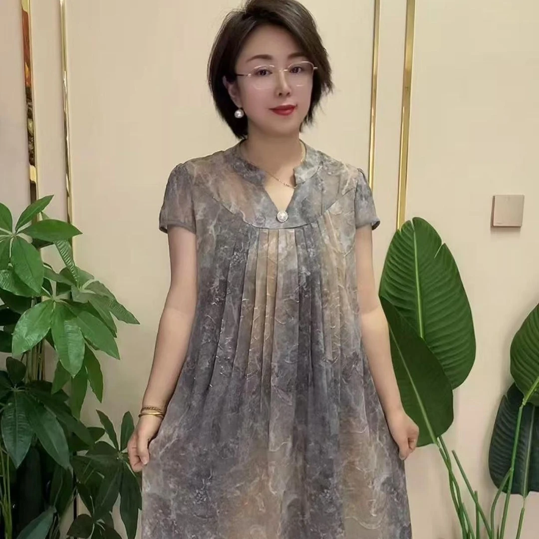 【依派推荐】妈妈装时尚百搭新款连衣裙薄裙