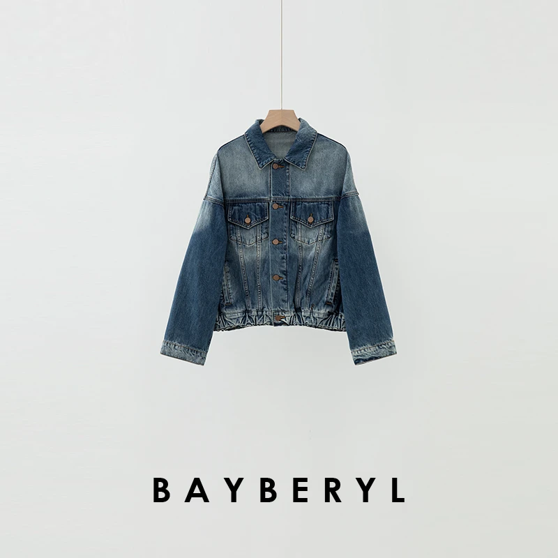 BAYBERYL老贝费城牛仔*酵素水洗宽松百搭25春外套MF4K1542-12/28