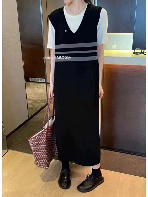 【对应编号】2025夏法式温柔风针织气质百搭宽松显瘦短袖女连衣裙