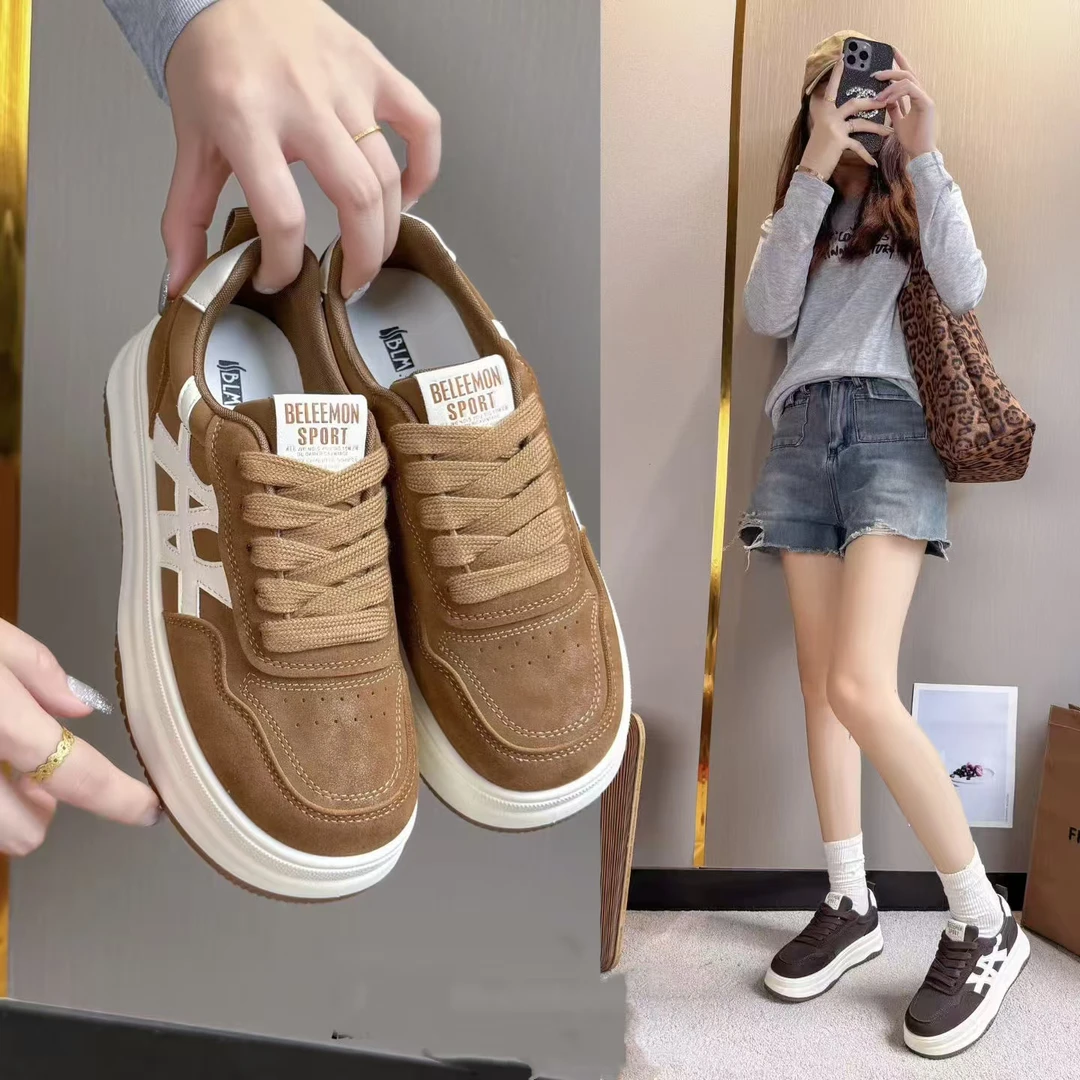ZELANYA植兰雅厚底鞋女2025秋季新款百搭休闲板鞋平底增高运动鞋