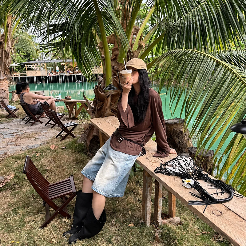 Seyora思瑶【西西里】设计感蝙蝠袖宽松T恤凉感别致上衣 T33086SY51