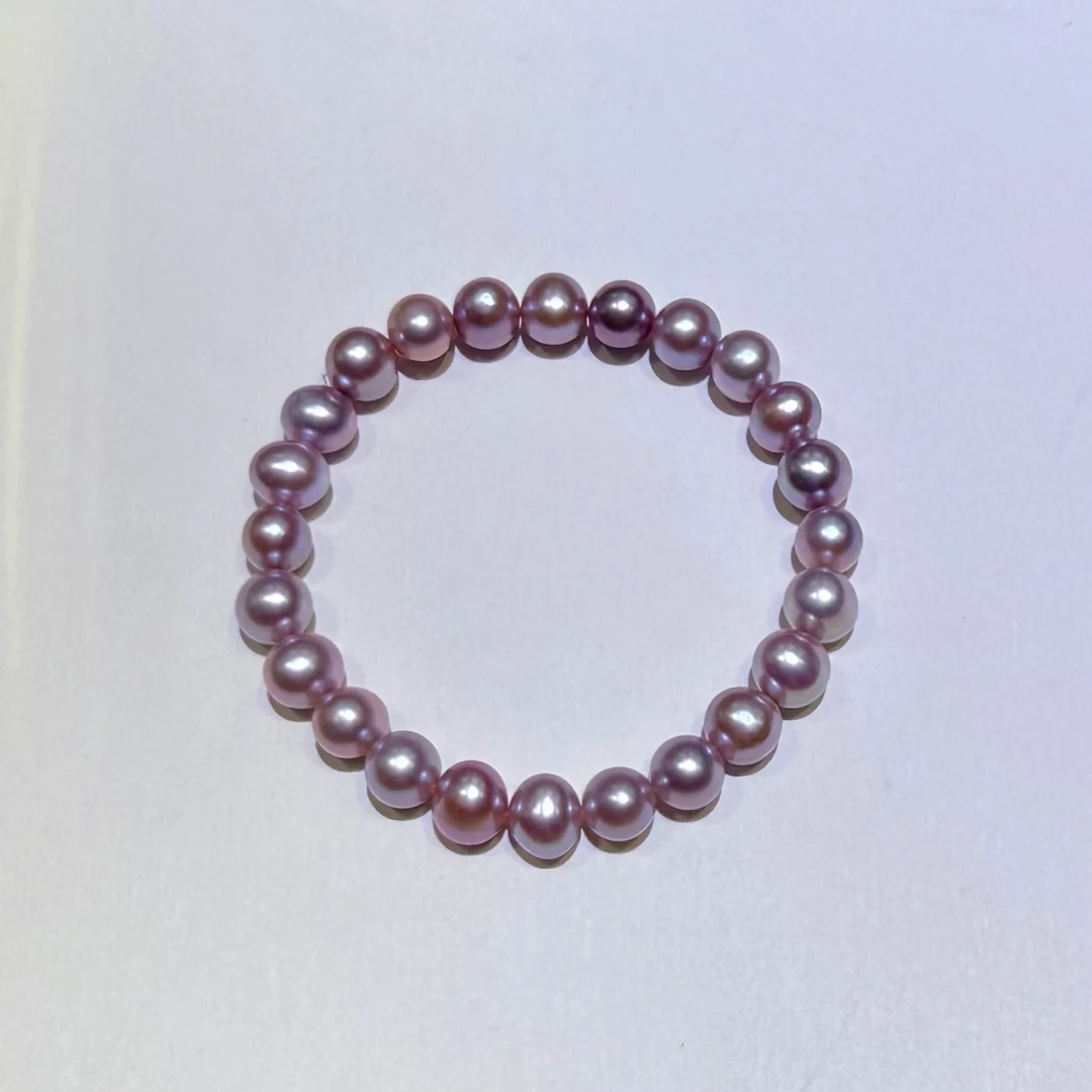 【紫光】7-8mm天然淡水无核珍珠手链百搭气质梦幻多样性  DSL00913