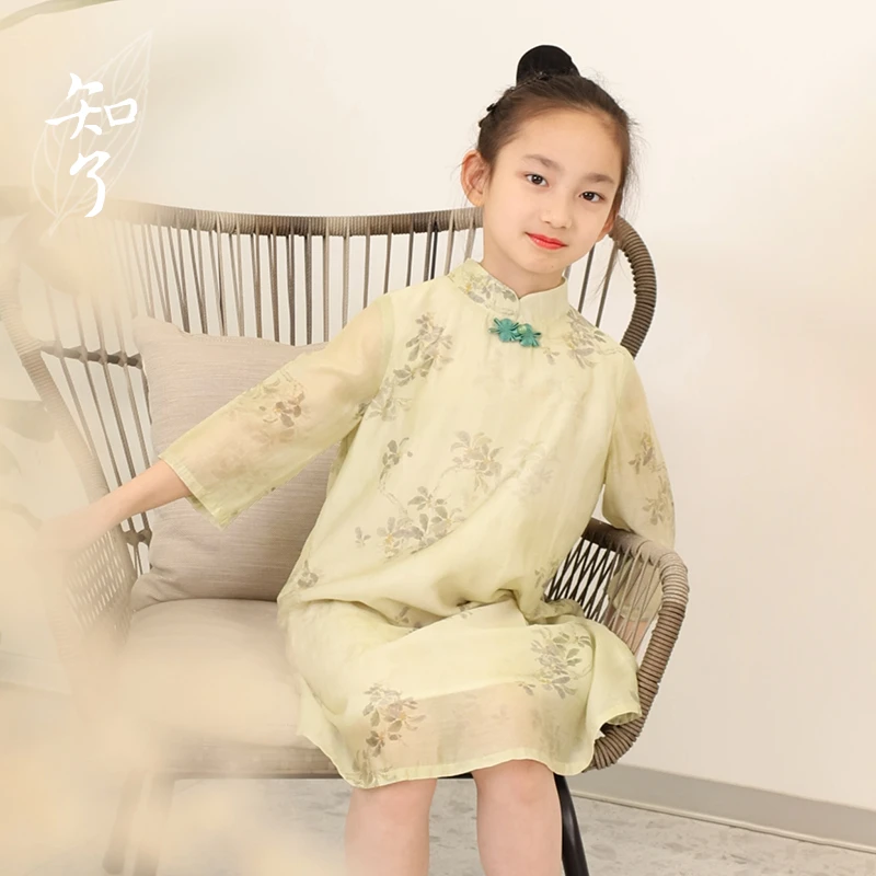 55302春夏女童新中式连衣裙中国风宽松改良旗袍儿童日常