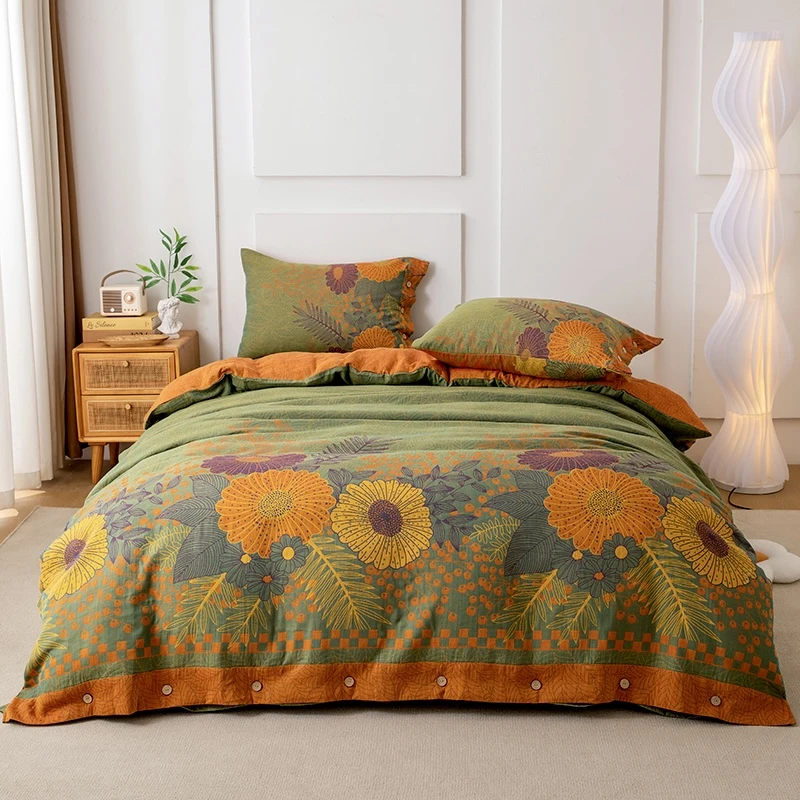 【万花园—双人纽扣被套】高定A类母婴级双层纱