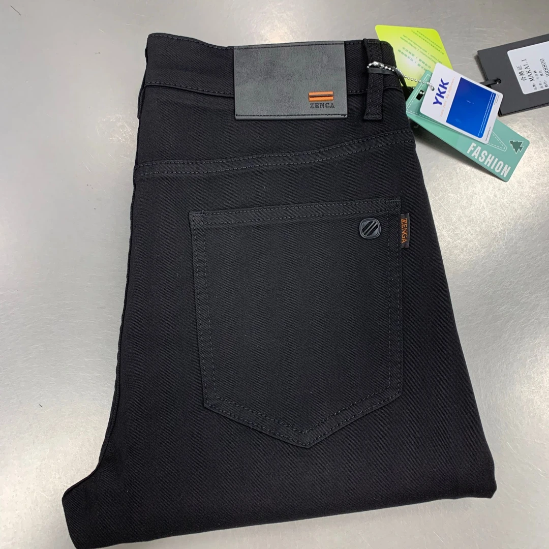 【帝九龙】2025春季新款时尚百搭男士黑色牛仔裤888008