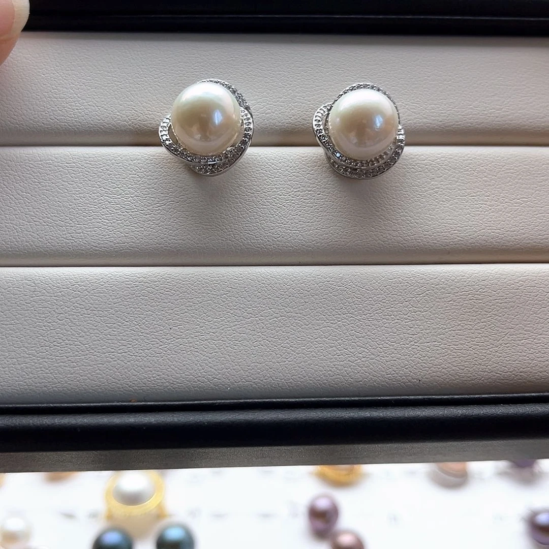淡水珍珠耳饰银S925镶嵌