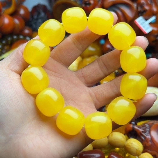 琥珀（花珀）手串未镶嵌蜜蜡