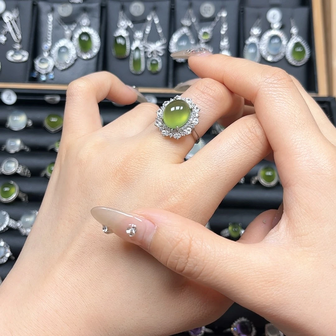 【闪购商品】岫玉戒指银S925镶嵌▫️**