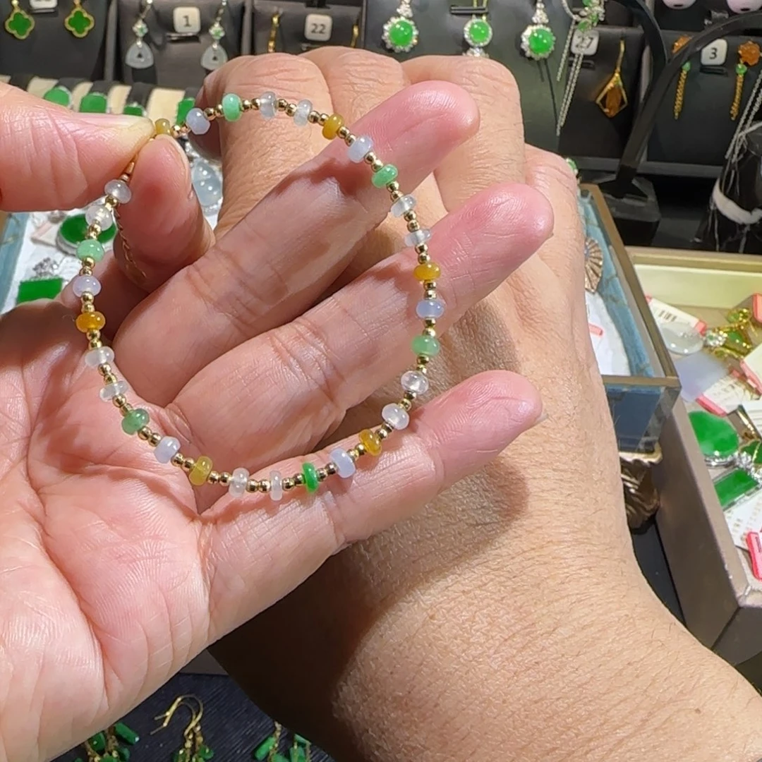 翡翠18K金镶嵌颈饰手链