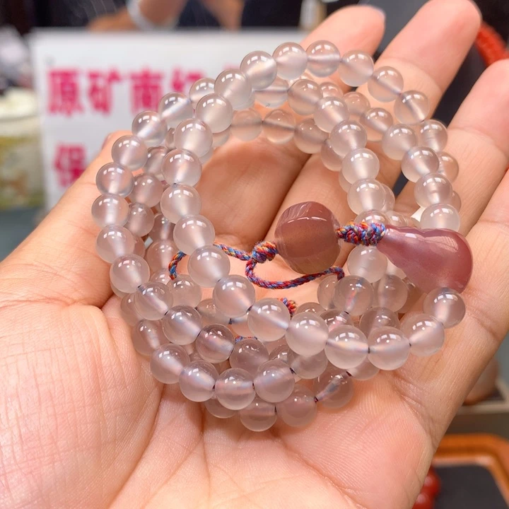 玛瑙/玉髓手链未镶嵌小庄鱼塘黑冰108