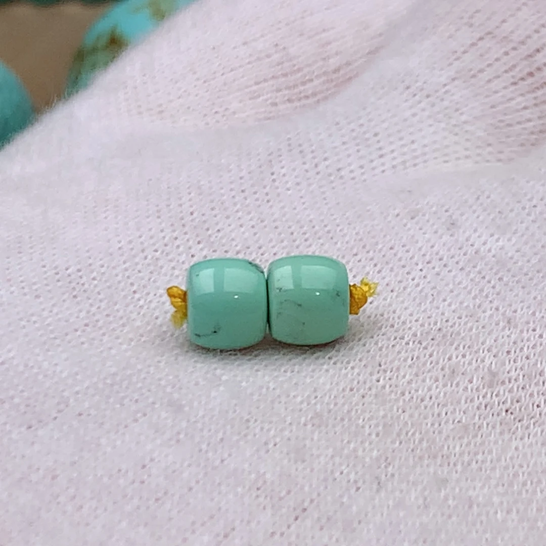 未镶嵌绿松石珠宝奇石原矿菜籽黄直切对珠