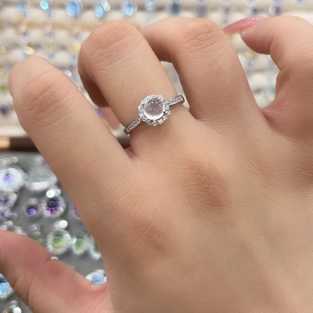 蛇纹石玉银S925镶嵌戒指