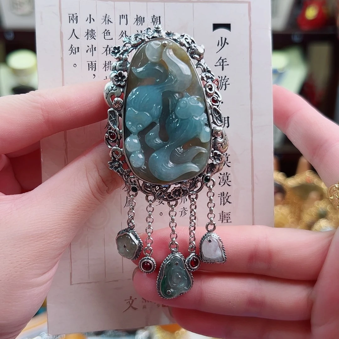 银S925镶嵌翡翠戒指/指环戒指