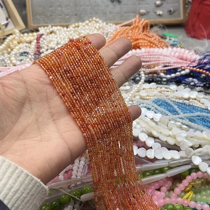 玛瑙/玉髓珠宝半成品未镶嵌一条2mm冰飘南红