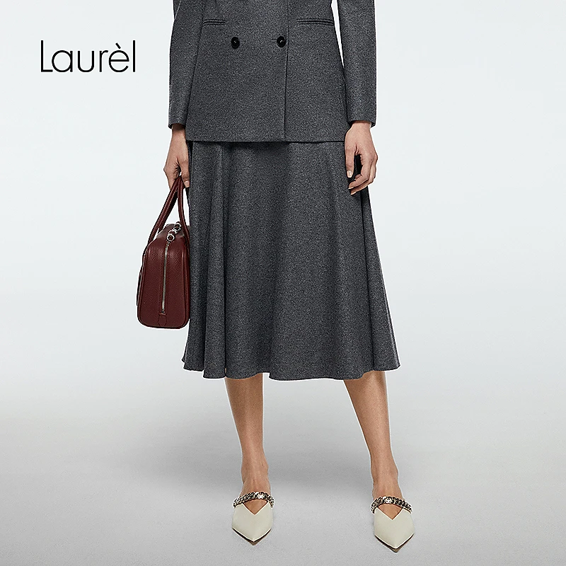 Laurel劳芮25秋新款A字大裙摆半身裙LWD363Q01800