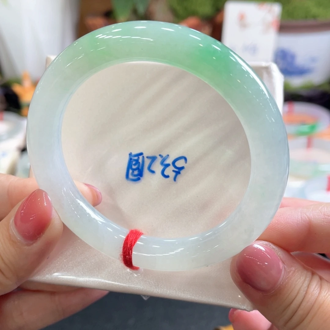 翡翠未镶嵌手镯53.5圈 糯冰冰阳绿完美度高孤品