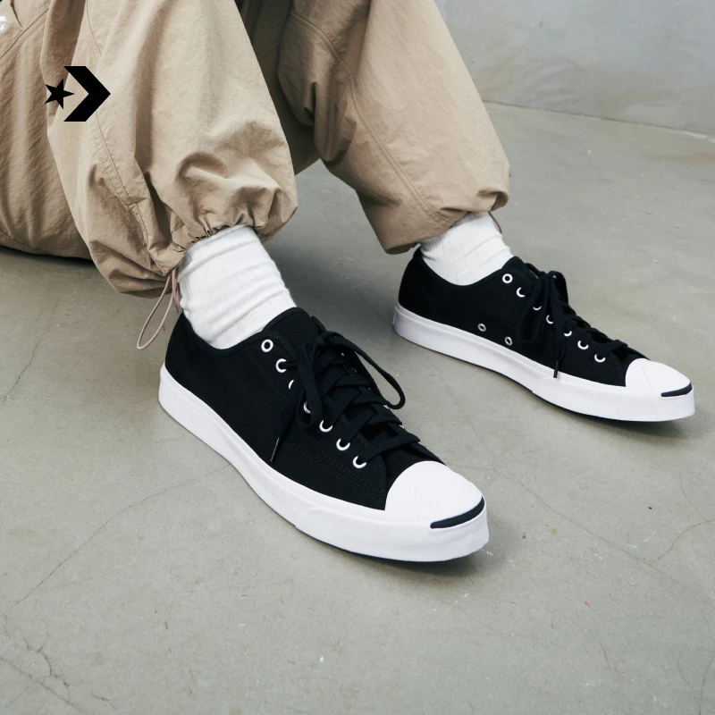 【开口笑】匡威JackPurcell男女休闲板鞋黑色CONVERSE 164056C