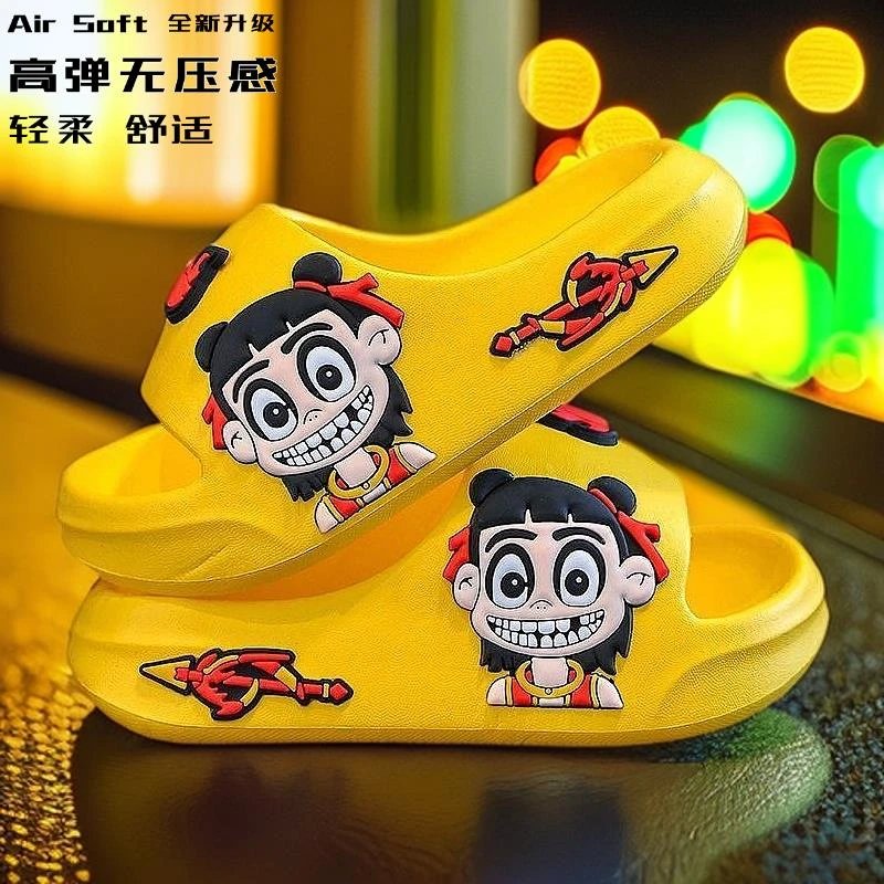 亲子款厚底家居哪吒敖丙拖鞋漏水软底男卡通女童防滑男孩小孩洗澡