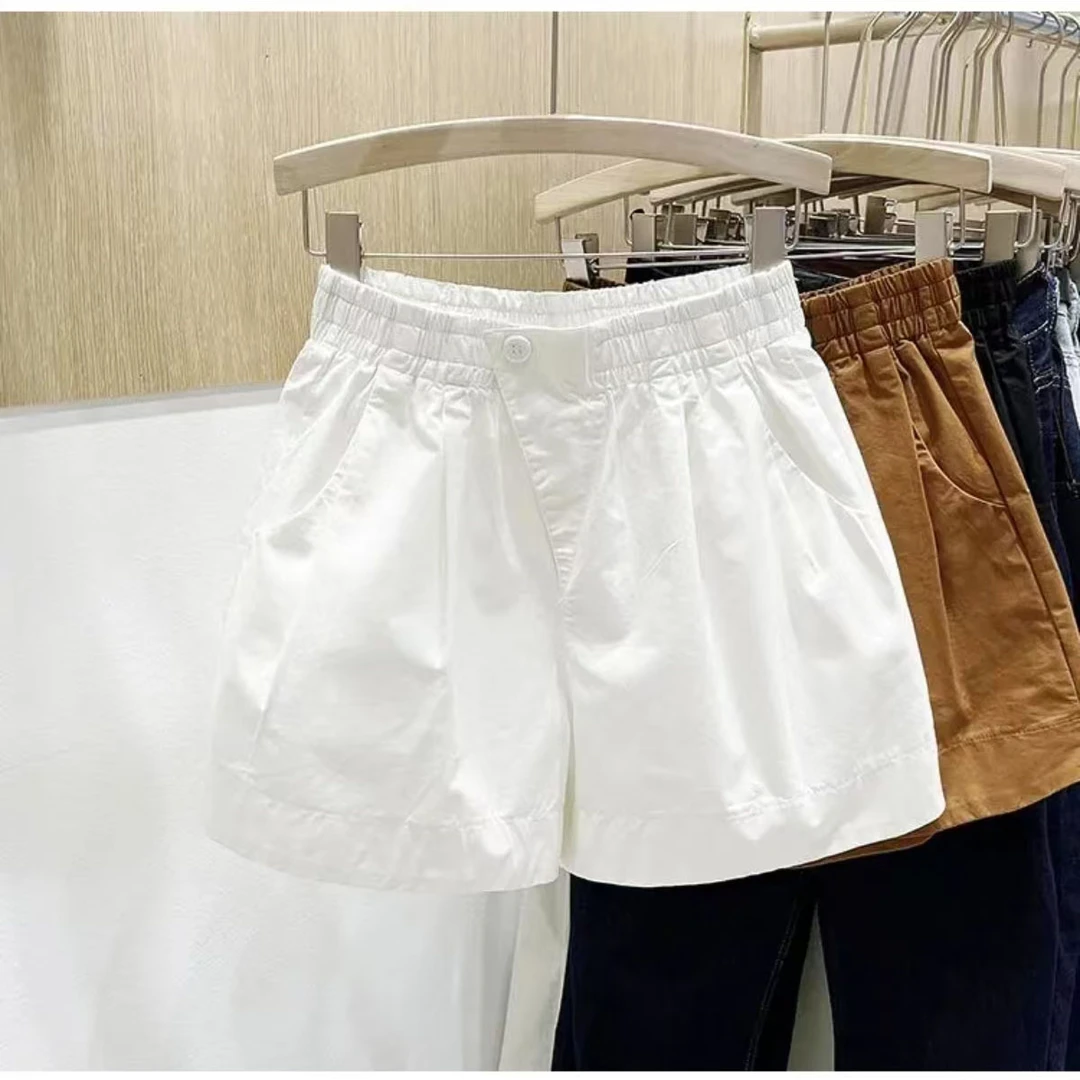 短裤女款爆款2025新款夏季韩版休闲宽松遮肉松紧高腰A字五分裤