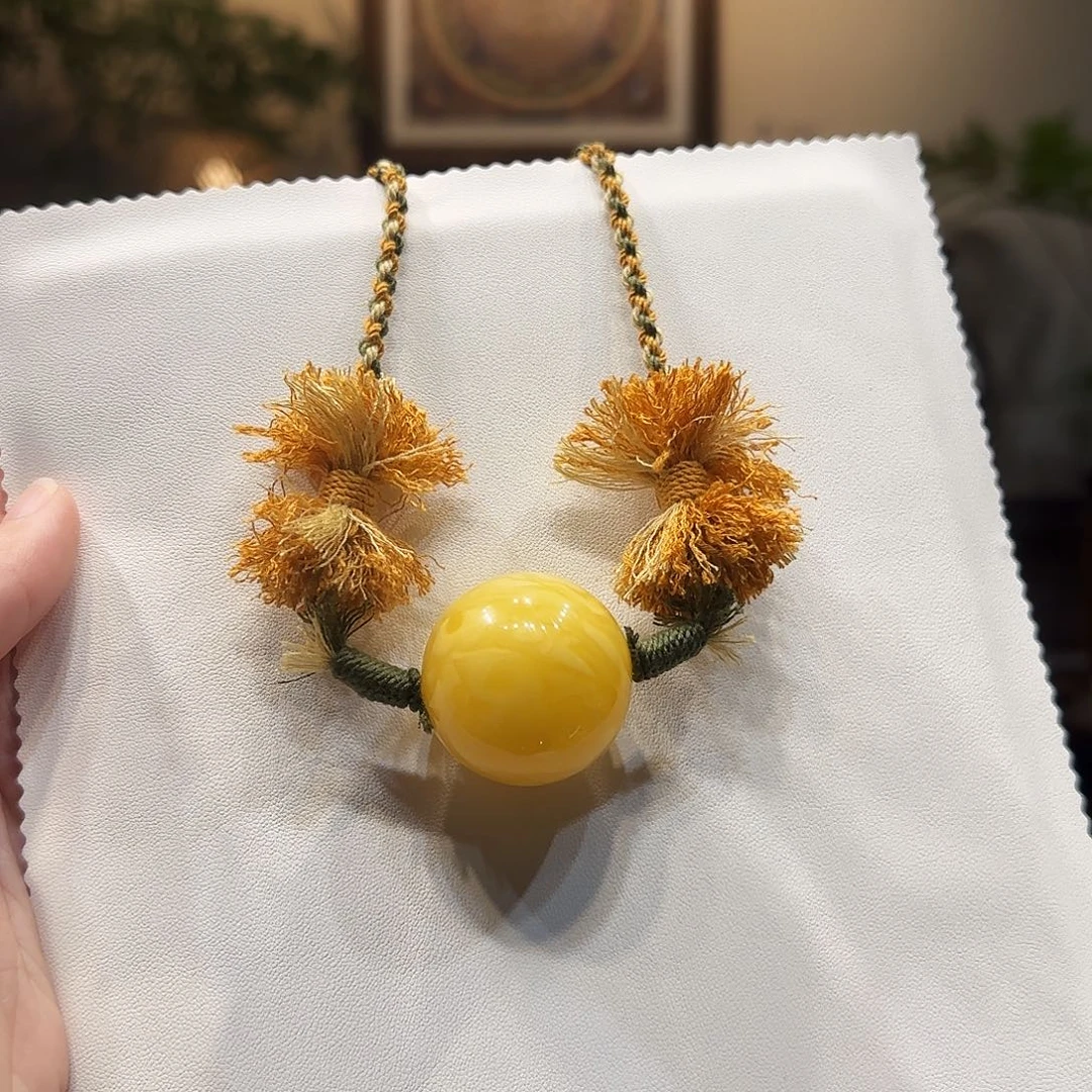 蜜蜡未镶嵌项链34mm蜜蜡项链