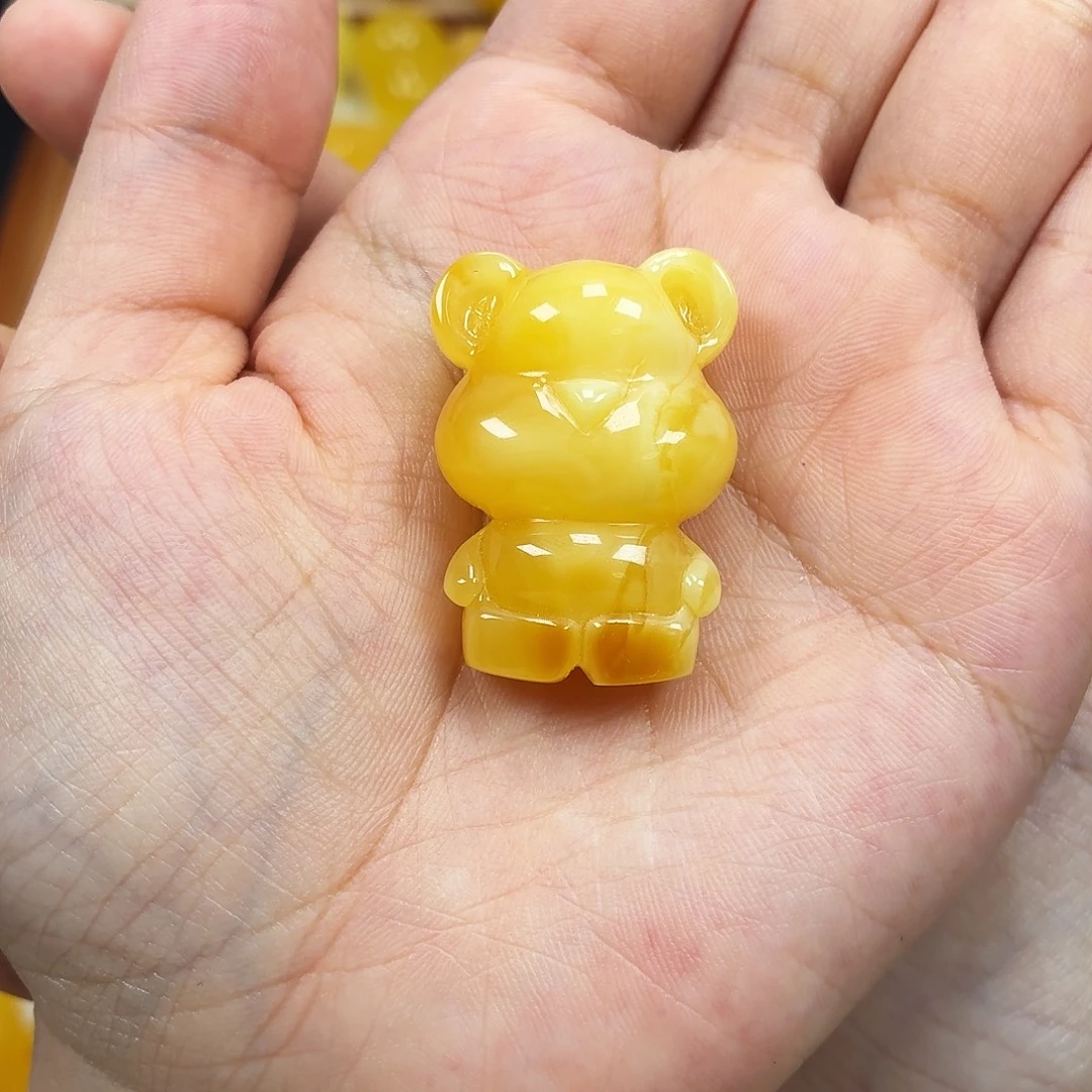 未镶嵌颈饰蜜蜡焦皮料浓蜡妖花小熊
