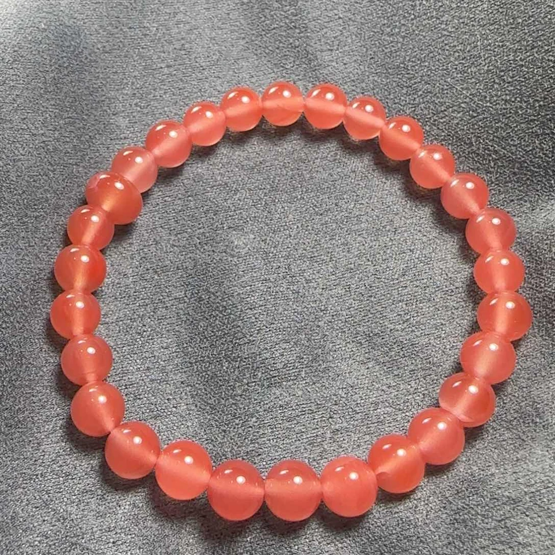 南红玛瑙6+mm冰粉单圈樱花粉手串手链小尺寸未镶嵌