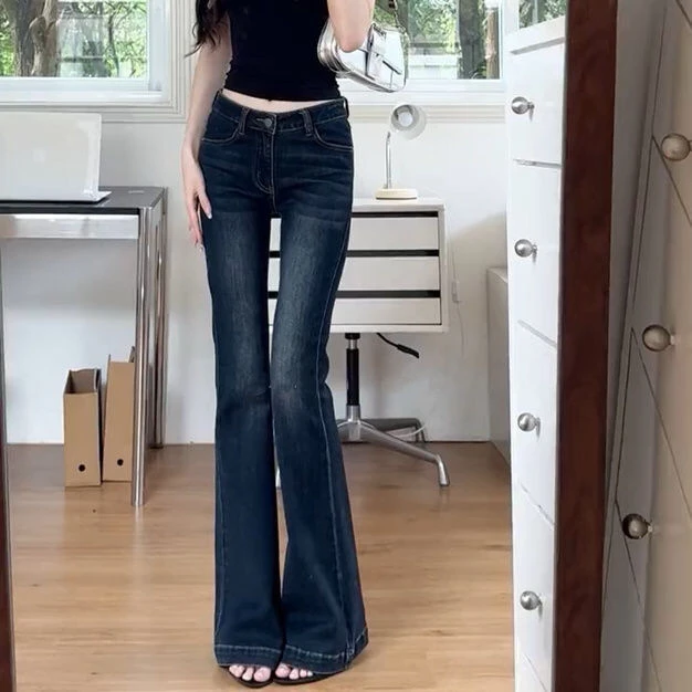 今年流行美式复古喇叭牛仔裤女2025年新款时尚潮流拖地微喇马蹄裤