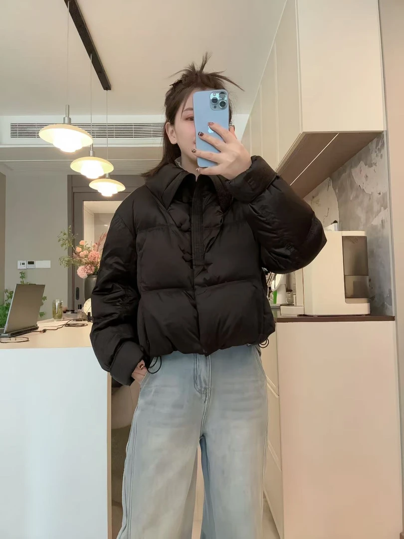 绸缎面料款新款短款羽绒服时尚设计款83010