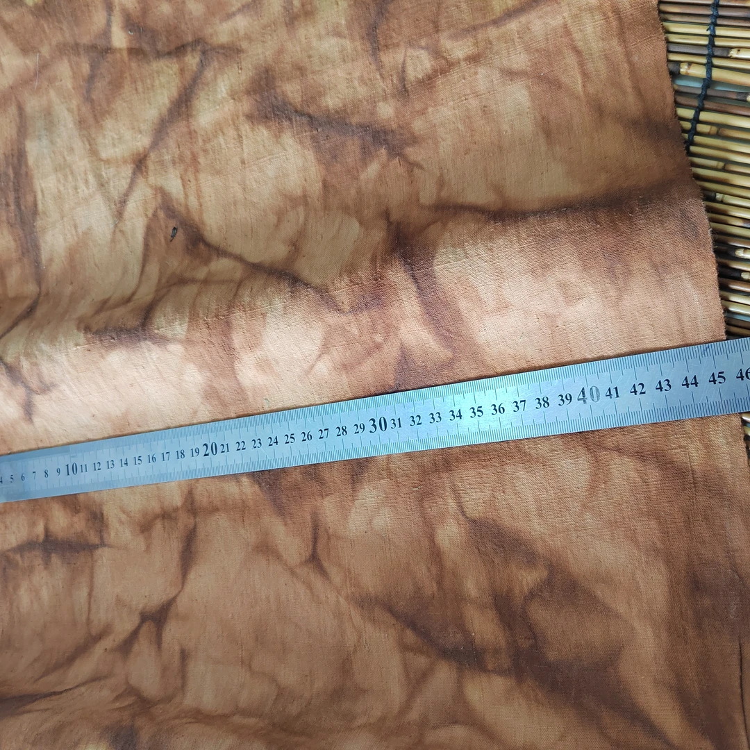 柿染扎染（纸揉纹）土布，宽幅45.5厘米，半米为一件。