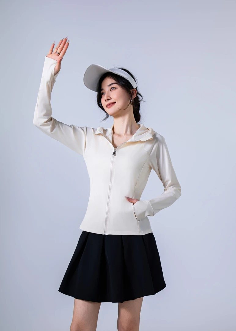 新款防晒衣  云彩锦纶小蛮腰瑜伽女士防晒衣轻薄透气不闷热