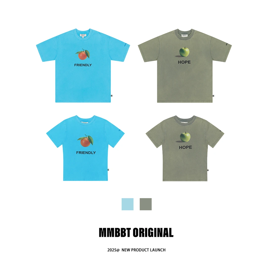 MMBBT【青苹果跟橘子】原创正肩水洗索罗娜修身短款短袖t恤