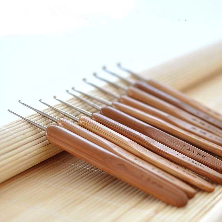 不锈钢竹柄钩针手工编织工具DIY毛线玩偶包包制作必备