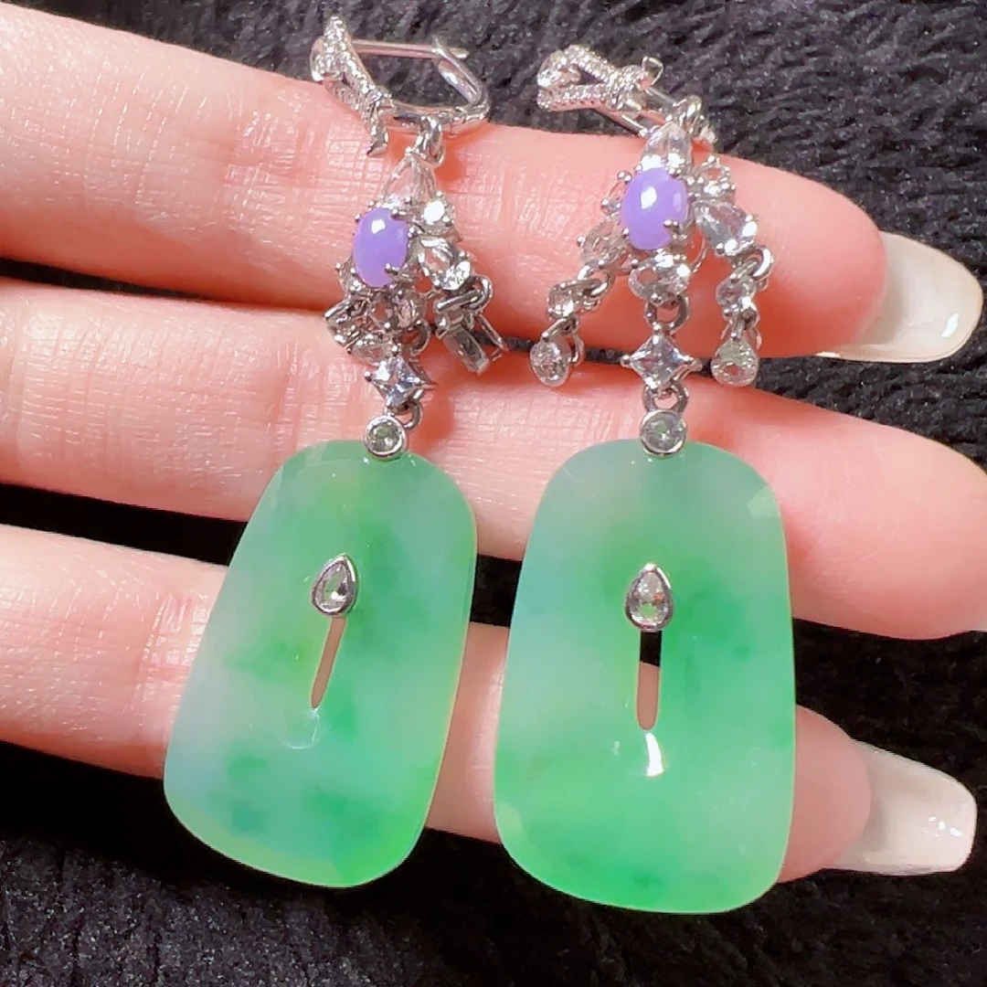 翡翠18K金镶嵌耳饰签收后24小时鉴赏期，过时不退