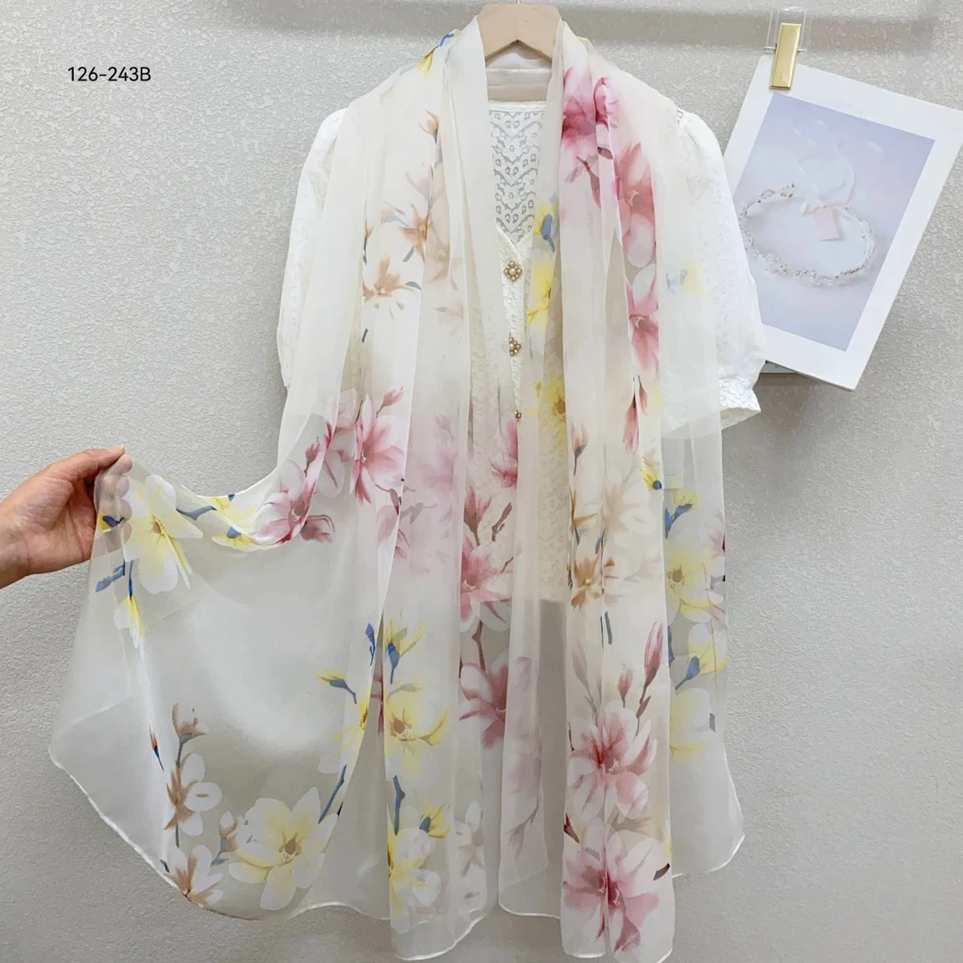 新款玉兰130*180旅游时尚洋气防晒大尺寸丝巾四季可用薄款