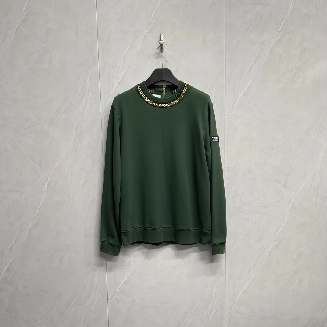 全新未使用 BURBERRY/博柏利 金古巴链胶牌Logo重磅卫衣212243/L