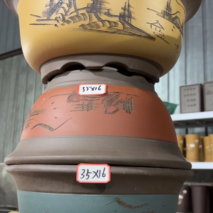 紫砂花盆 100-3。