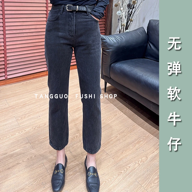 无弹九分烟管裤『小黑裤』春夏新款牛仔裤水洗显瘦