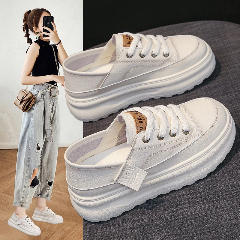 夏季两穿新款韩版小白鞋女糖果色厚底板鞋时尚透气百搭休闲鞋553