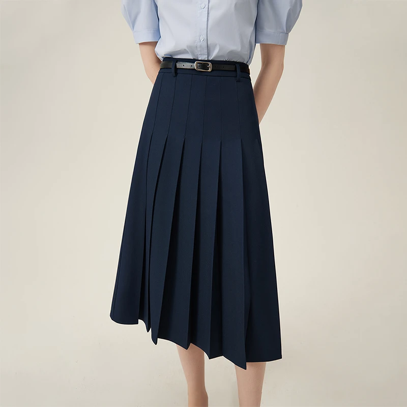 【许半夏推荐】范思蓝恩学院感时髦知识分半身裙百褶长裙24FS12177