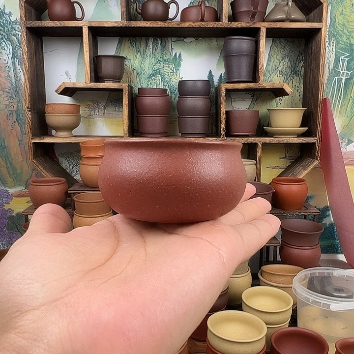 紫砂茶杯拙器甄选，纯原本矿。100毫升