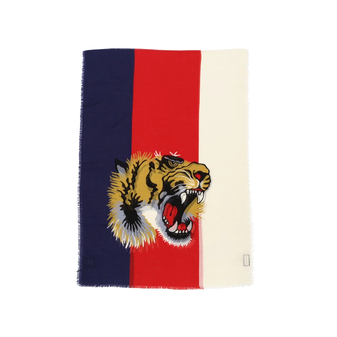 99新 GUCCI/古驰 GUCCI 条纹虎头围巾 拼色 P231958945