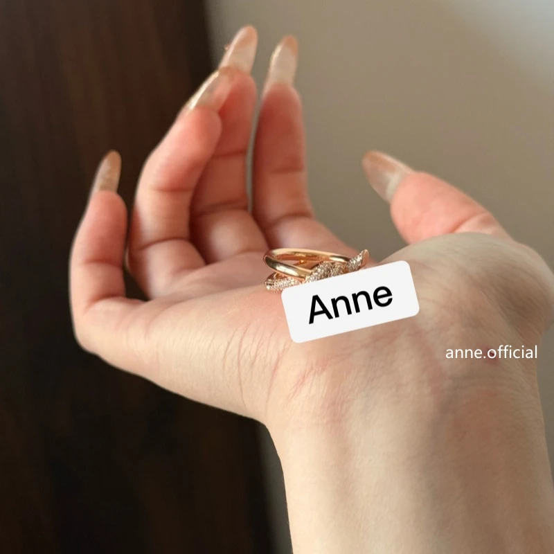 铜合金戒指 【J193】简约打结镶锆双层百搭戒指