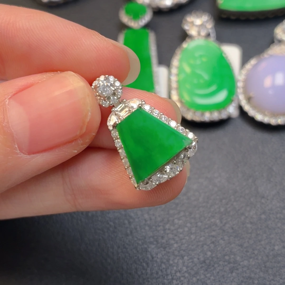 翡翠银S925镶嵌吊坠(不含链)